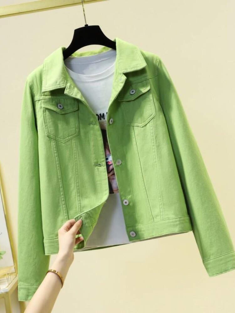 Denim Jacket Women Spring Autumn New Short Women's Jacket Fashion Retro Long-sleeved Top Office Lady Coats Woman Clothing 2023 - - DYAVOR®