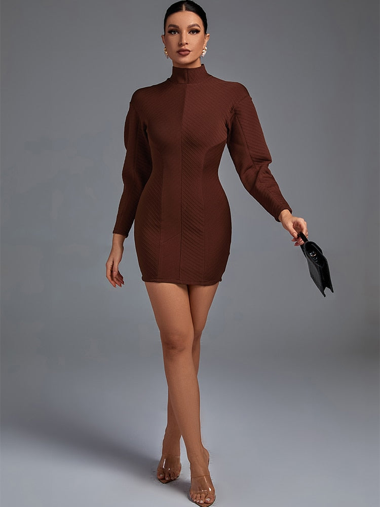 Brown Mini Bandage Dress - Dresses - DYAVOR®