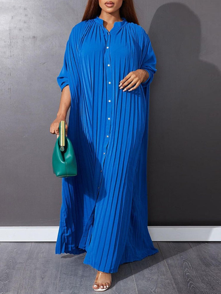 Women's Dress New Stylish Oversized Loose Dress Casual Pressed Pleated Long Dresses Elegant Women's Dresses for Wedding Robe - - DYAVOR®