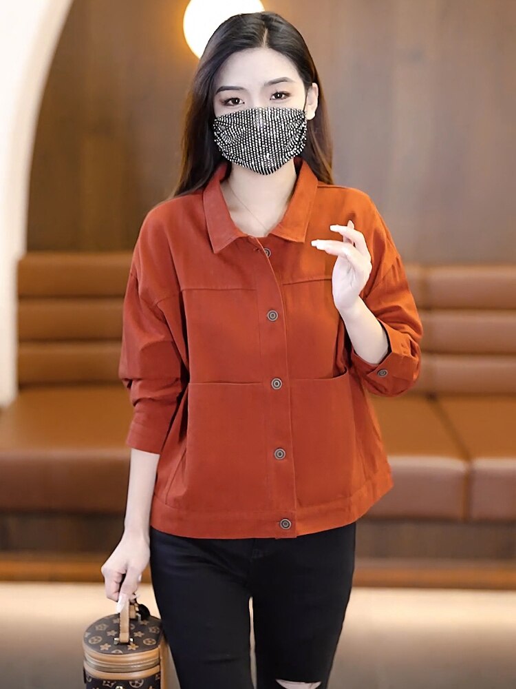 Women Short Coat 2023 Spring Autumn New Fashion Casual Jacket Women's Versatile Workwear Polo Neck Cardigan Baseball Jersey Top - - DYAVOR®
