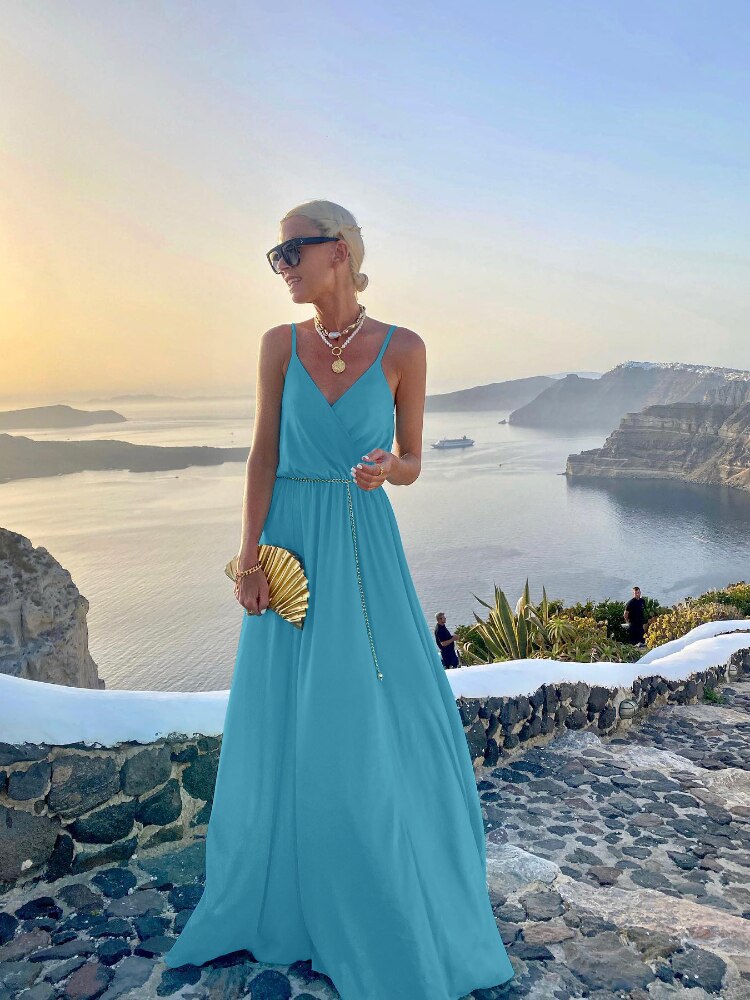 Woman's Evening Dress Summer New Suspender Sexy Dress Fashion Printing Long Dresses Formal Occasion Dresses Clothes for Women - - DYAVOR®