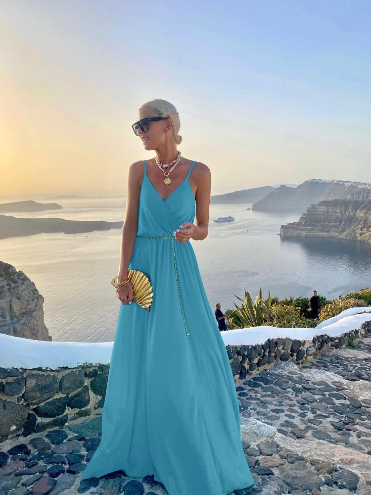 Woman's Evening Dress Summer New Suspender Sexy Dress Fashion Printing Long Dresses Formal Occasion Dresses Clothes for Women - - DYAVOR®