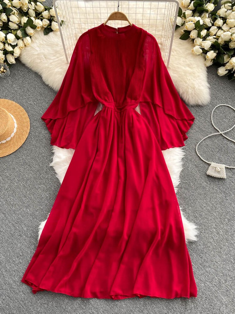 Summer Dress New Sweet Temperament French Dress Women's Waistband Slim Chiffon Long Dresses Beach Holiday Style Female Clothing - - DYAVOR®
