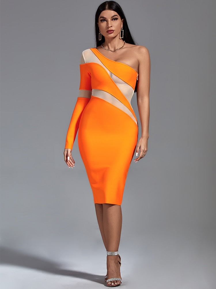 Orange Bodycon Dress - Dresses - DYAVOR®