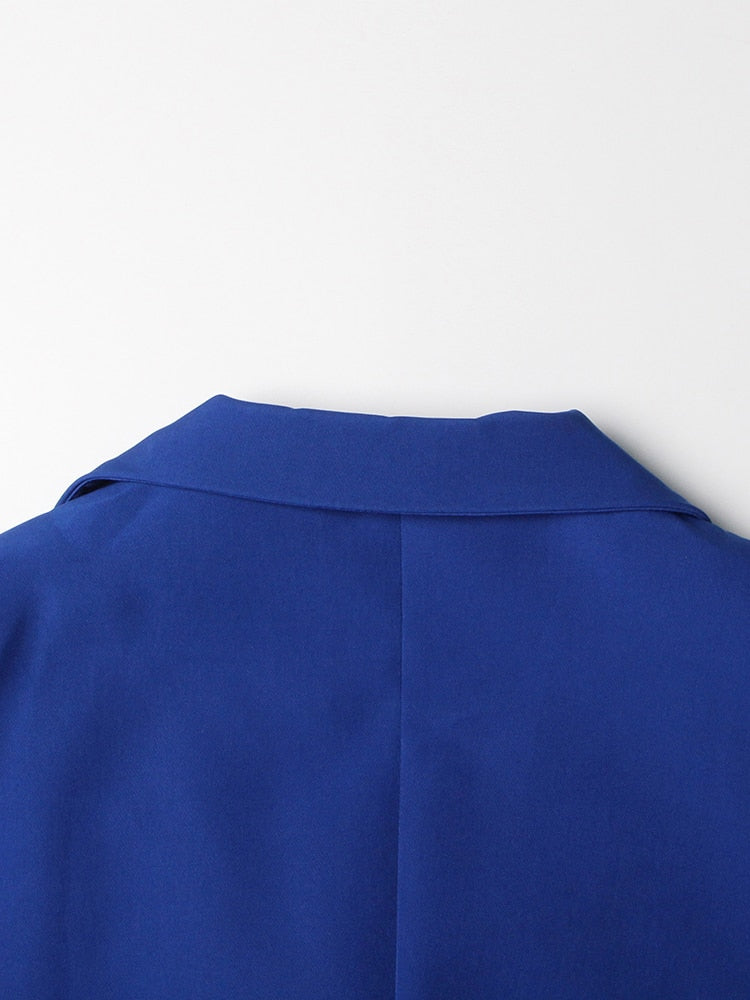 Blue Mini Jacket Dress with Ties - - DYAVOR®