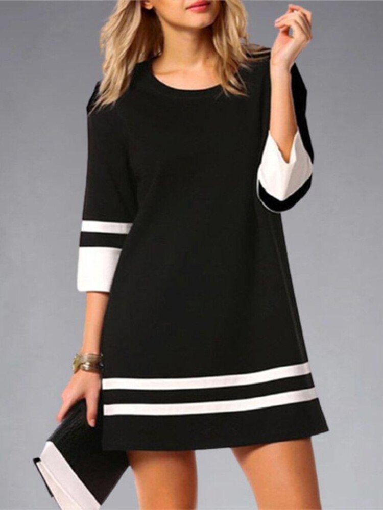 Women's Elegant Loose Dresses Spring Summer 2023 Fashion Plaid Patchwork Dresses Slim Dress Fancy Women's Dress Woman Clothing - - DYAVOR®