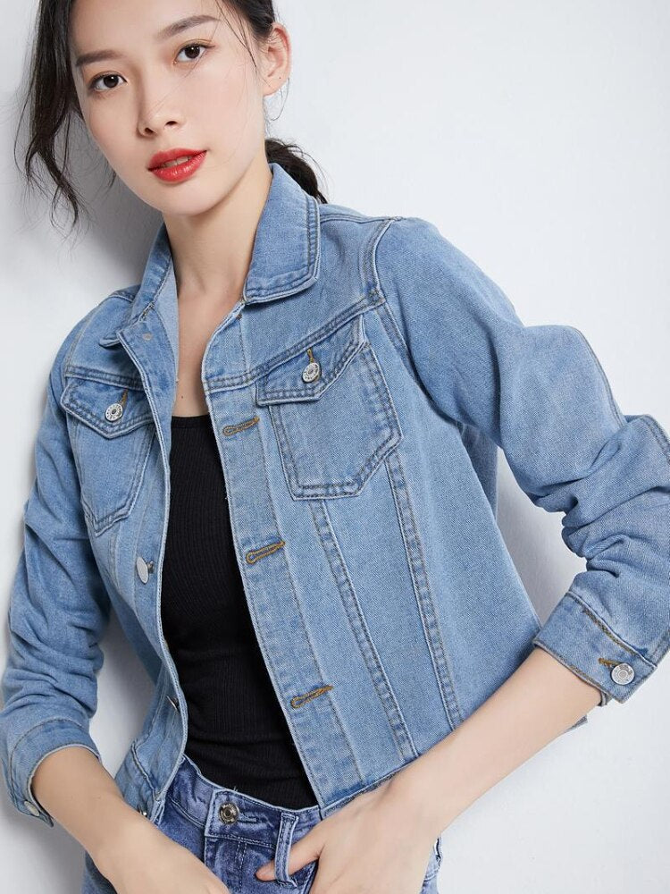 Denim Jacket Women Spring Autumn New Short Women's Jacket Fashion Retro Long-sleeved Top Office Lady Coats Woman Clothing 2023 - - DYAVOR®