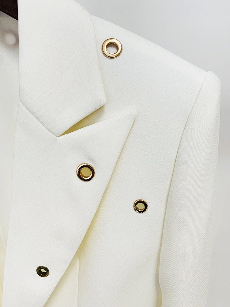 Fitted White Suit with Flared Trousers - - DYAVOR®