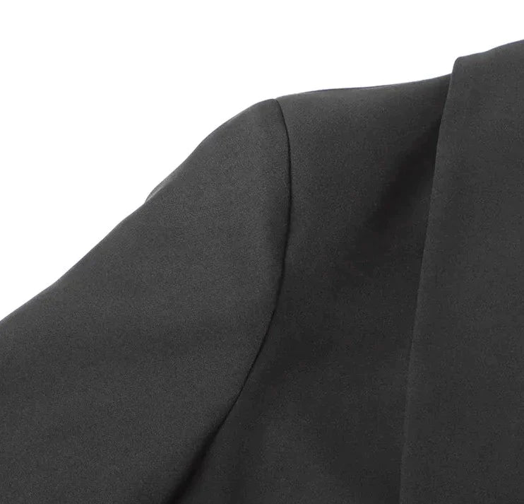 Black Crop Suit with Rhinestone Butterflies - - DYAVOR®