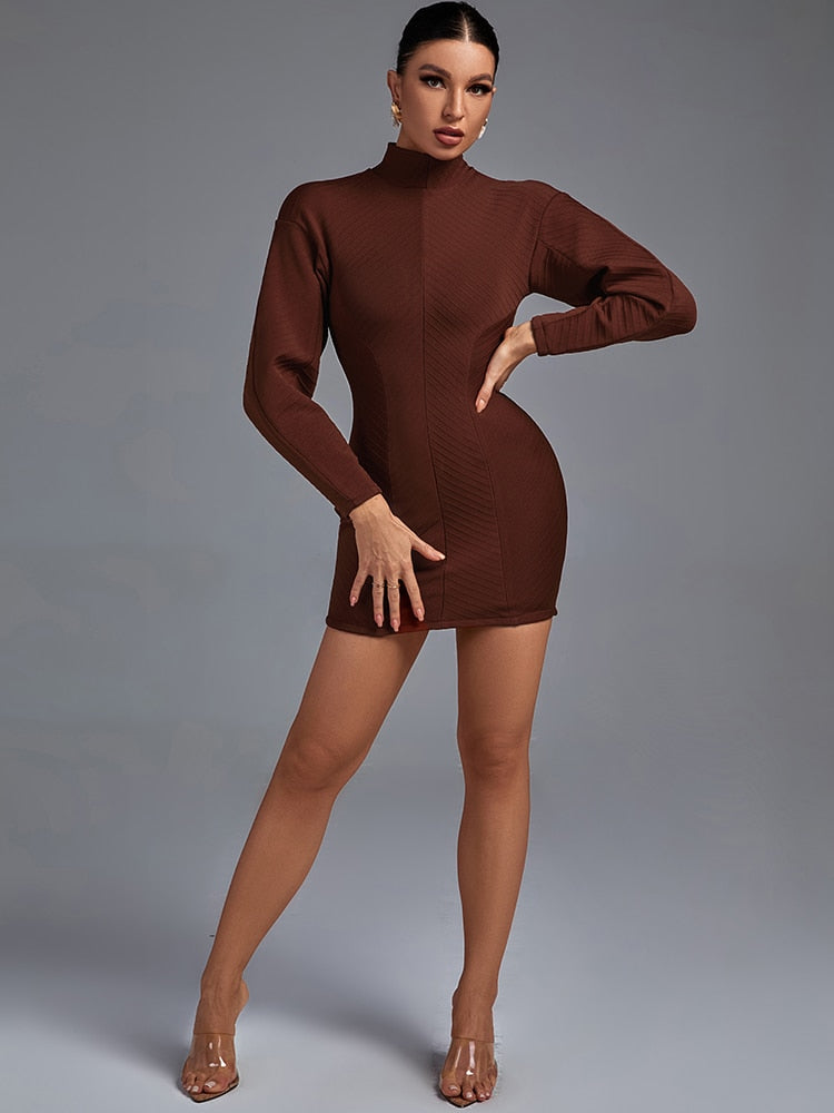 Brown Mini Bandage Dress - Dresses - DYAVOR®