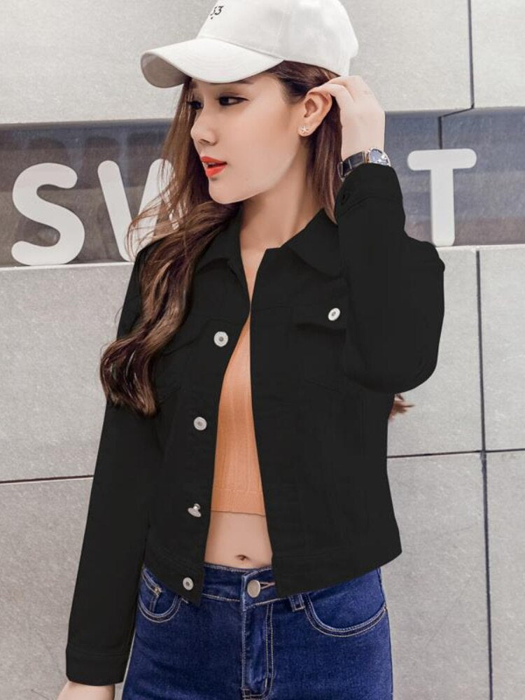 Denim Jacket Women Spring Autumn New Short Women's Jacket Fashion Retro Long-sleeved Top Office Lady Coats Woman Clothing 2023 - - DYAVOR®