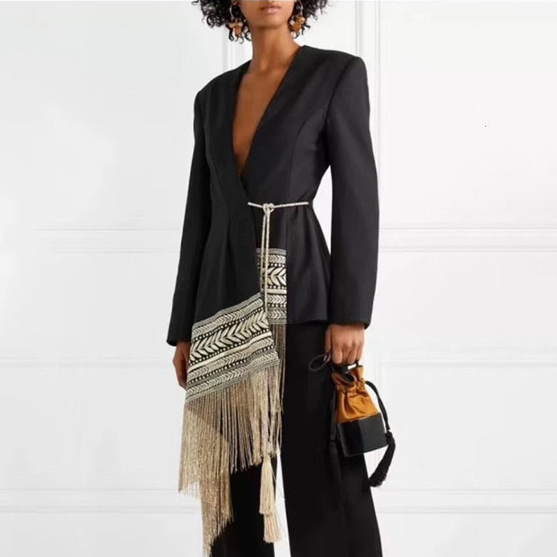 Asymmetrical Blazer With Embroidery - - DYAVOR®