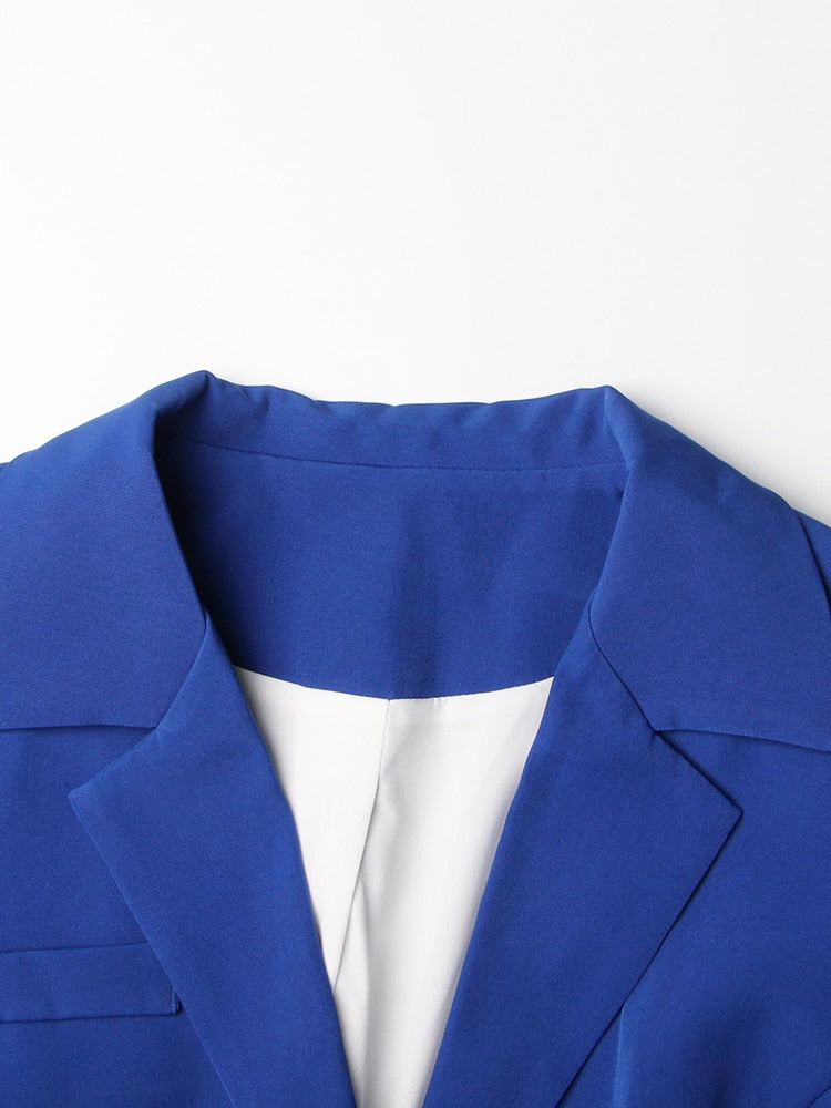 Blue Mini Jacket Dress with Ties - - DYAVOR®