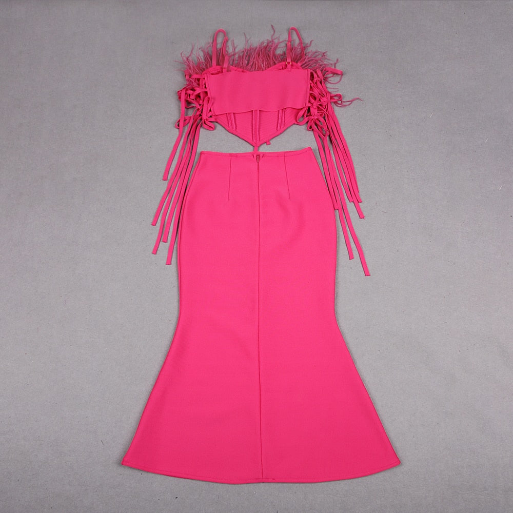 Feather Cut Out Mermaid Midi Dress - dresses - DYAVOR®