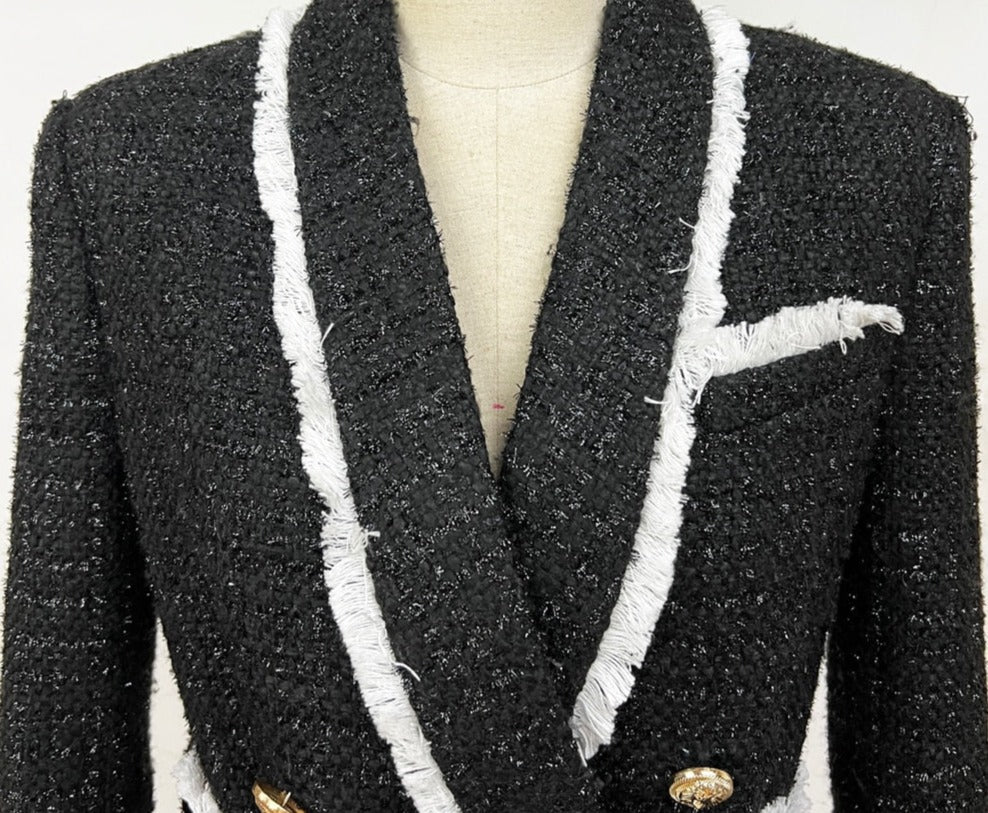 Tweed Blazer with Belt - - DYAVOR®
