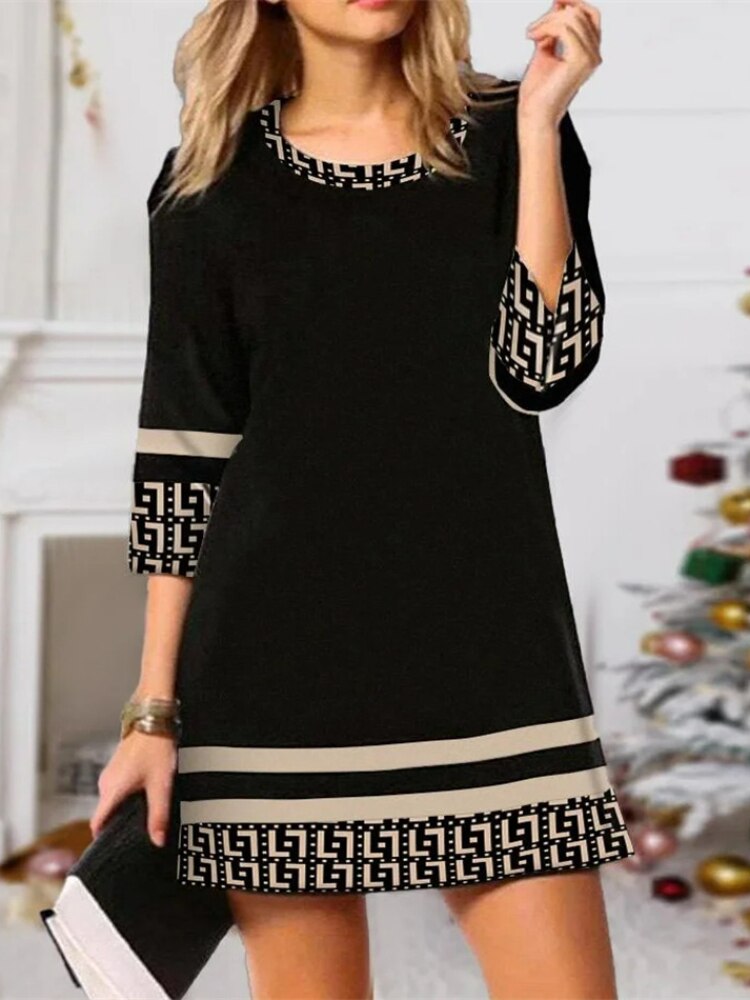 Women's Elegant Loose Dresses Spring Summer 2023 Fashion Plaid Patchwork Dresses Slim Dress Fancy Women's Dress Woman Clothing - - DYAVOR®