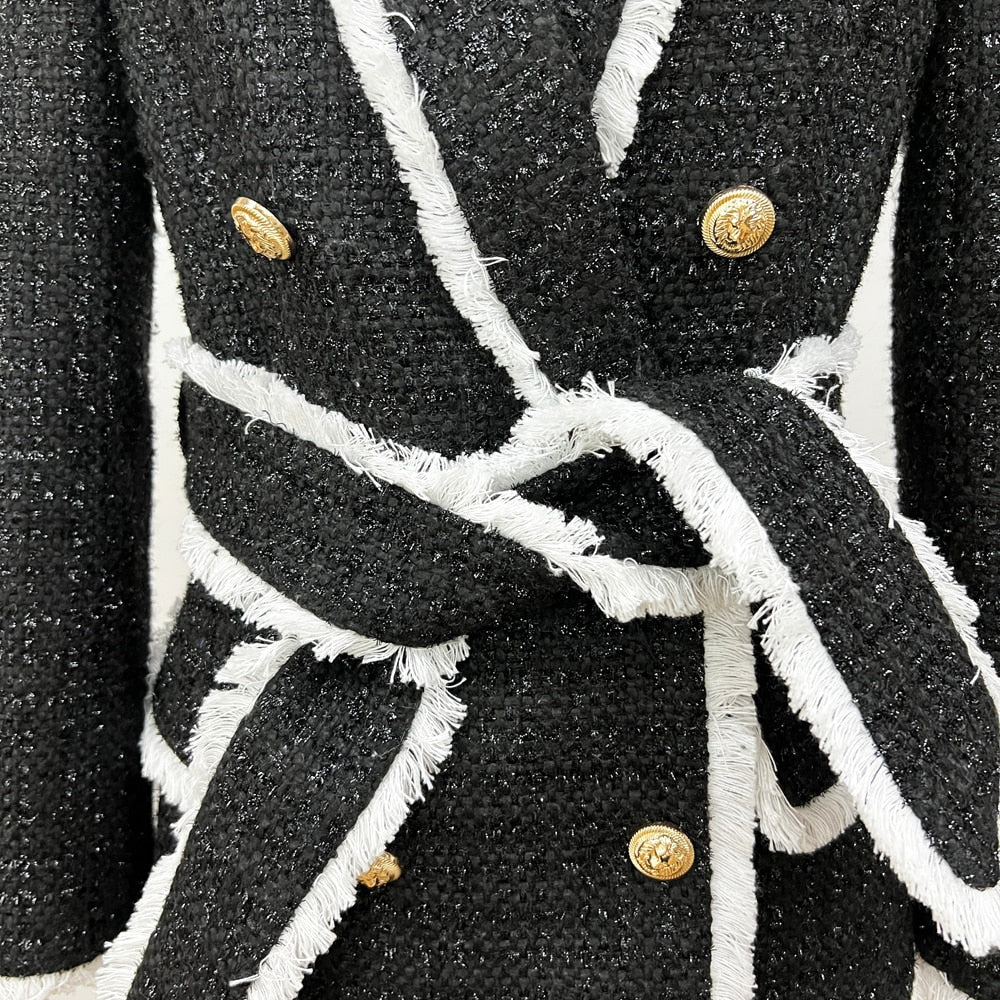 Tweed Blazer with Belt - - DYAVOR®