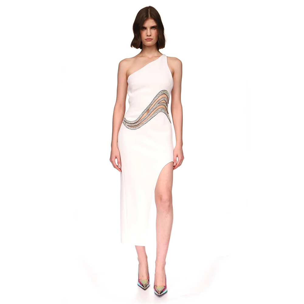 Sleeveless Diagonal Collar Midi Dress - Dresses - DYAVOR®