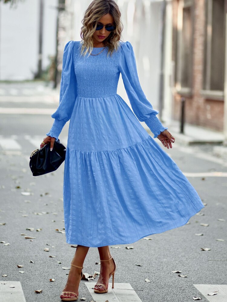 Women Dress 2023 Spring Summer New Fashion O-Neck Big Swing Dress Temperament Casual Long Dresses Streetwear Woman Clothing - - DYAVOR®