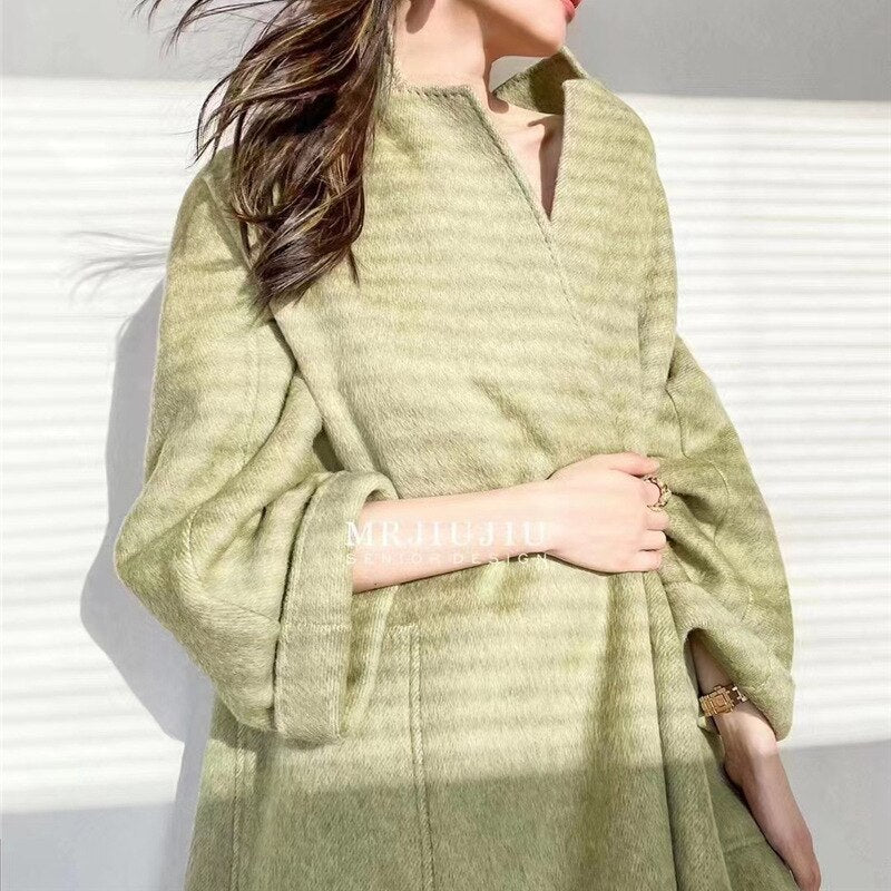Women Autumn Double-sided Wool Coats and Jackets Women High-end Handmade Trench Coat Women Mulberry Silk Long Coat for - - DYAVOR®