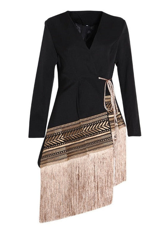 Asymmetrical Blazer With Embroidery -  - DYAVOR®