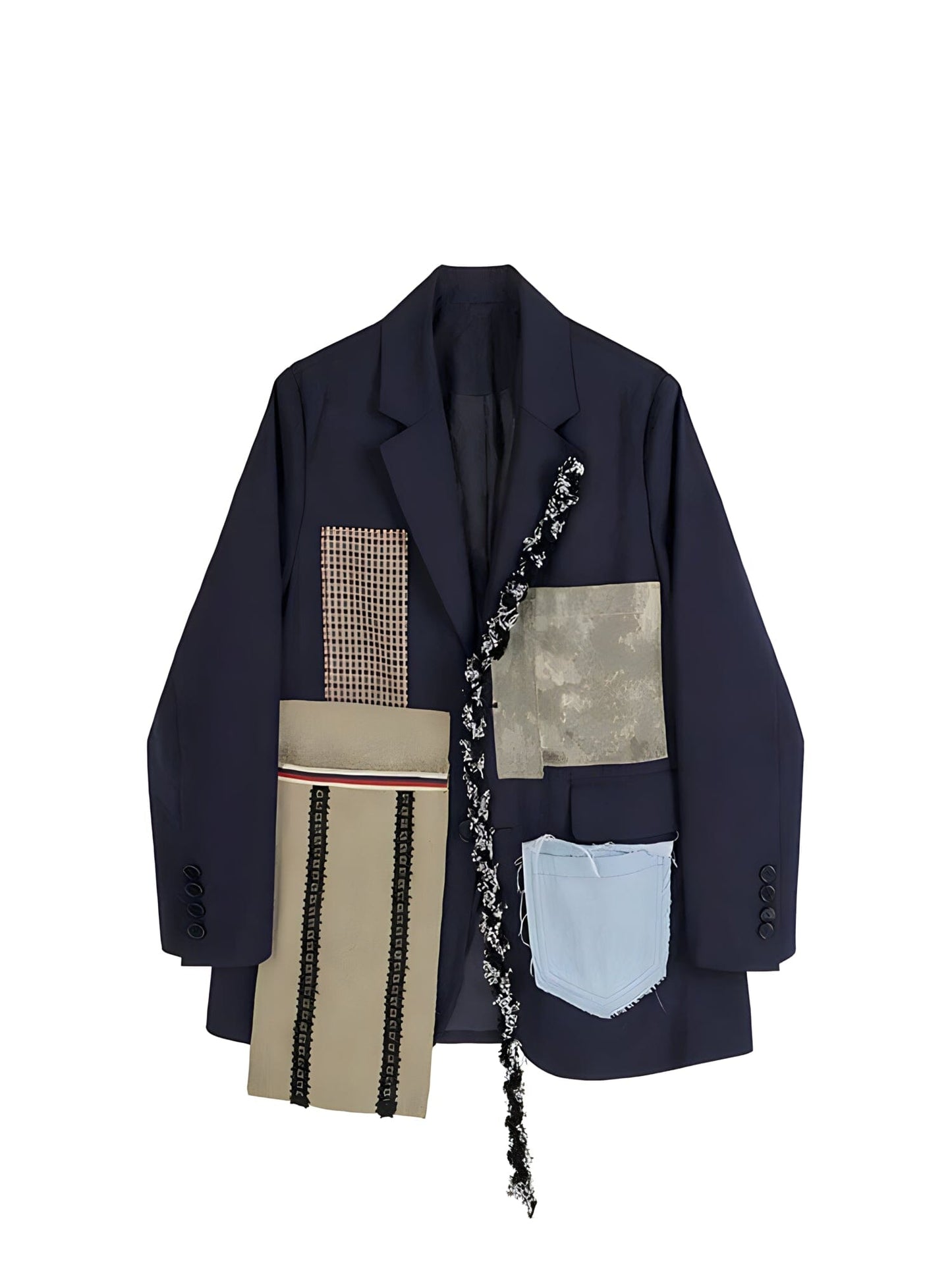 The Nancy Patchwork Pocket Long Sleeve Blazer - 0 - DYAVOR®