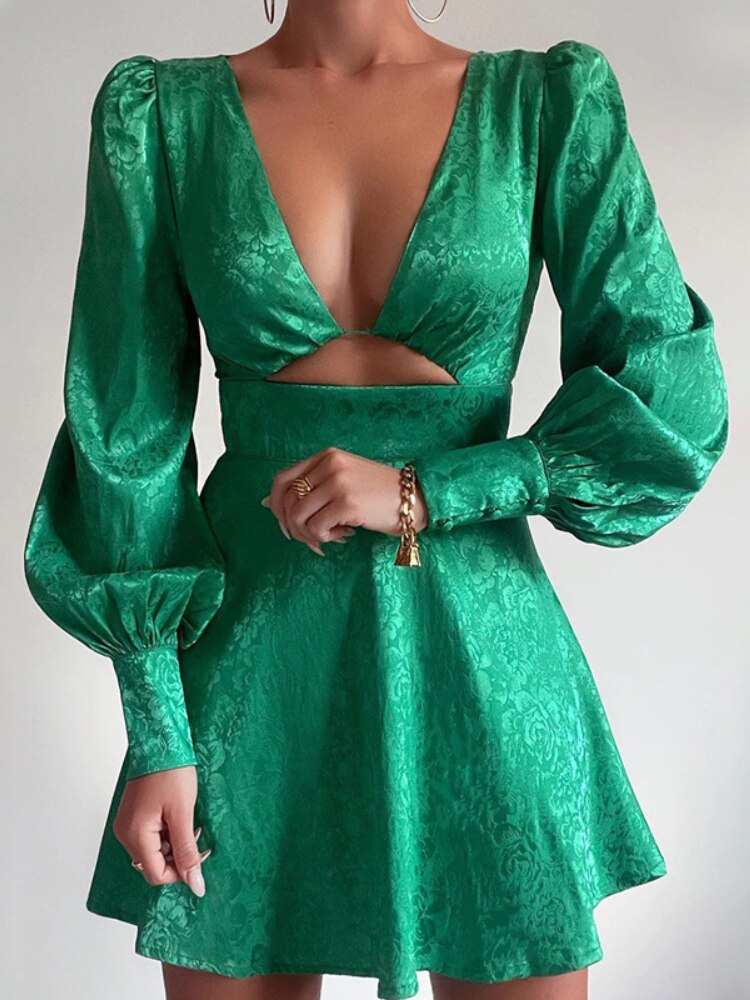 Clothes for Women Spring Summer New Fashion Sexy Dress Printed Lantern Sleeve Short Dress for Women Formal Occasion Dresses - - DYAVOR®
