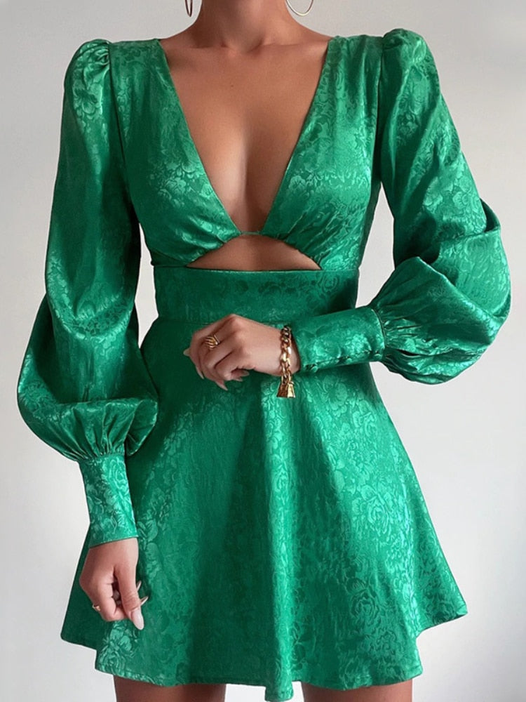 Clothes for Women Spring Summer New Fashion Sexy Dress Printed Lantern Sleeve Short Dress for Women Formal Occasion Dresses - - DYAVOR®