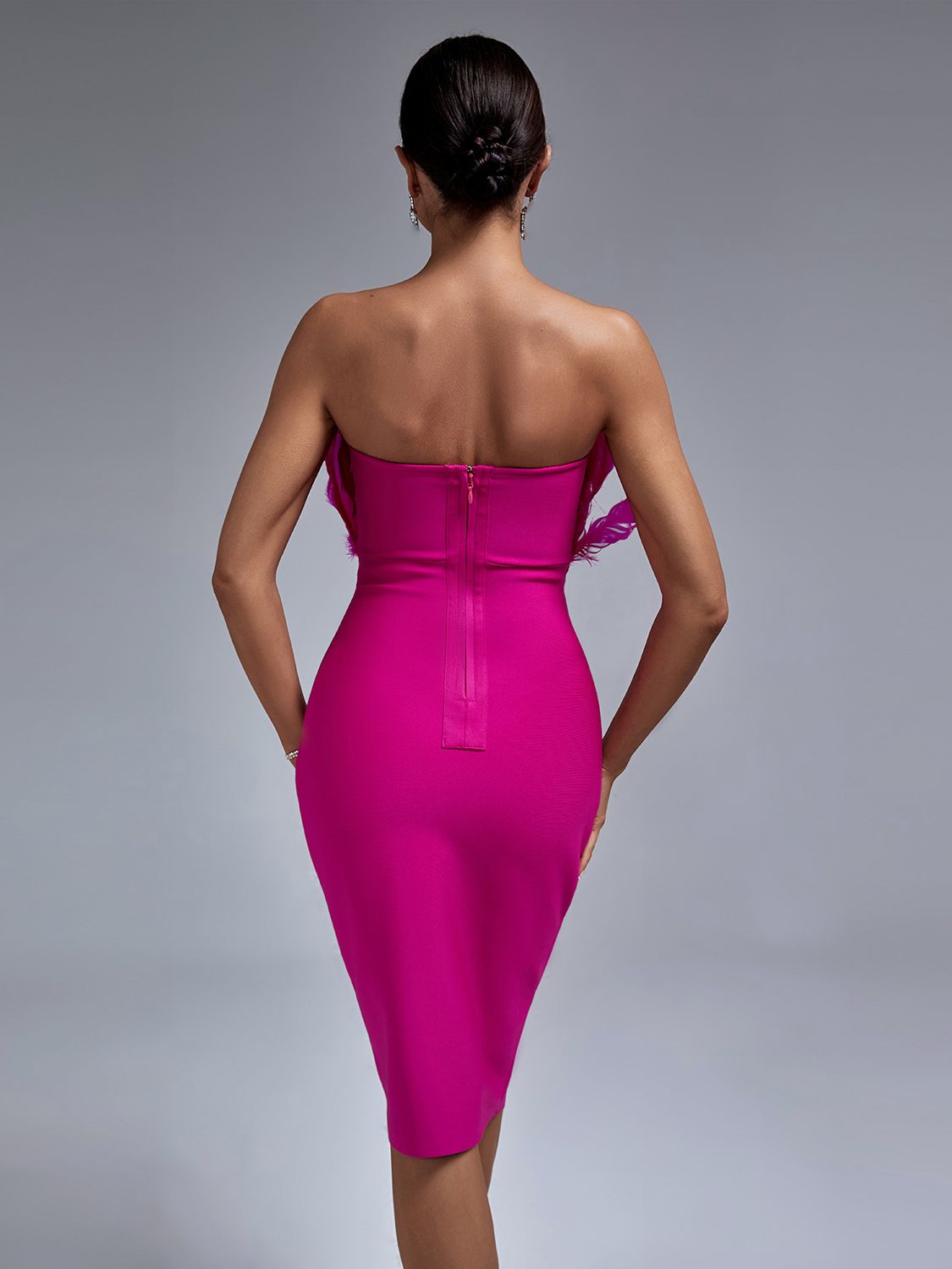 Feathered Chic Midi Party Dress - Dresses - DYAVOR®