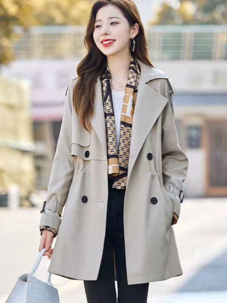 Trench Coat for Women 2022 New Autumn Lapel Windbreaker Khaki Coat Jacket Office Lady Trench Coats Jackets Winter Clothes Women - - DYAVOR®