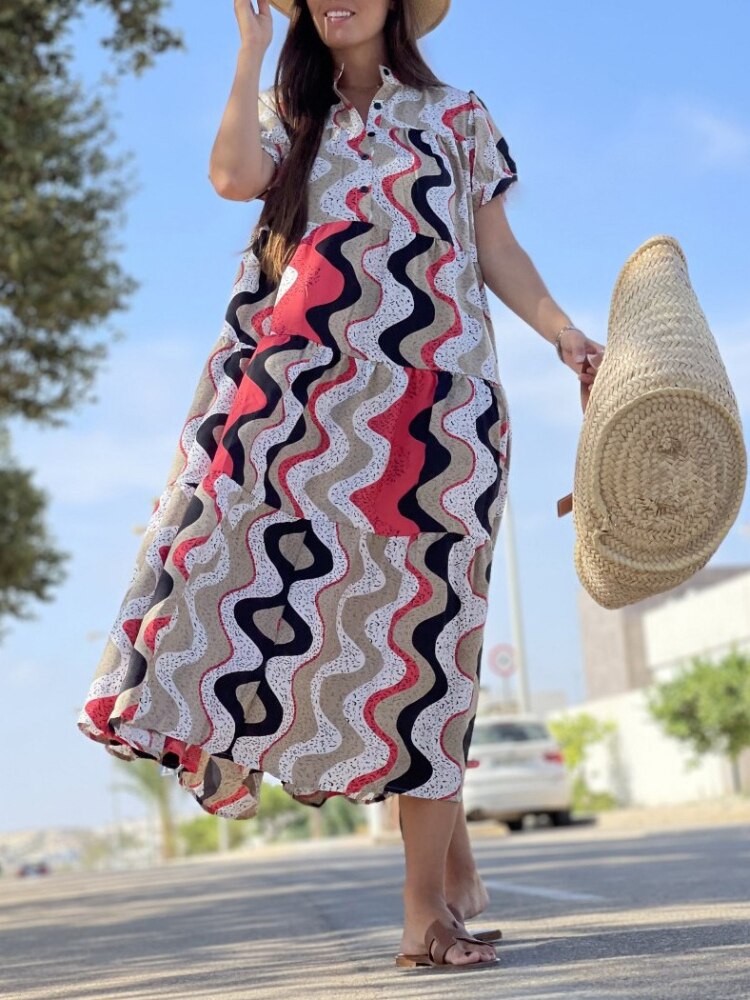 Dresses for Women 2023 Summer Print Dress Fashion Oversized Loose Short Sleeve Long Dress Elegant and Pretty Women's Dresses - - DYAVOR®