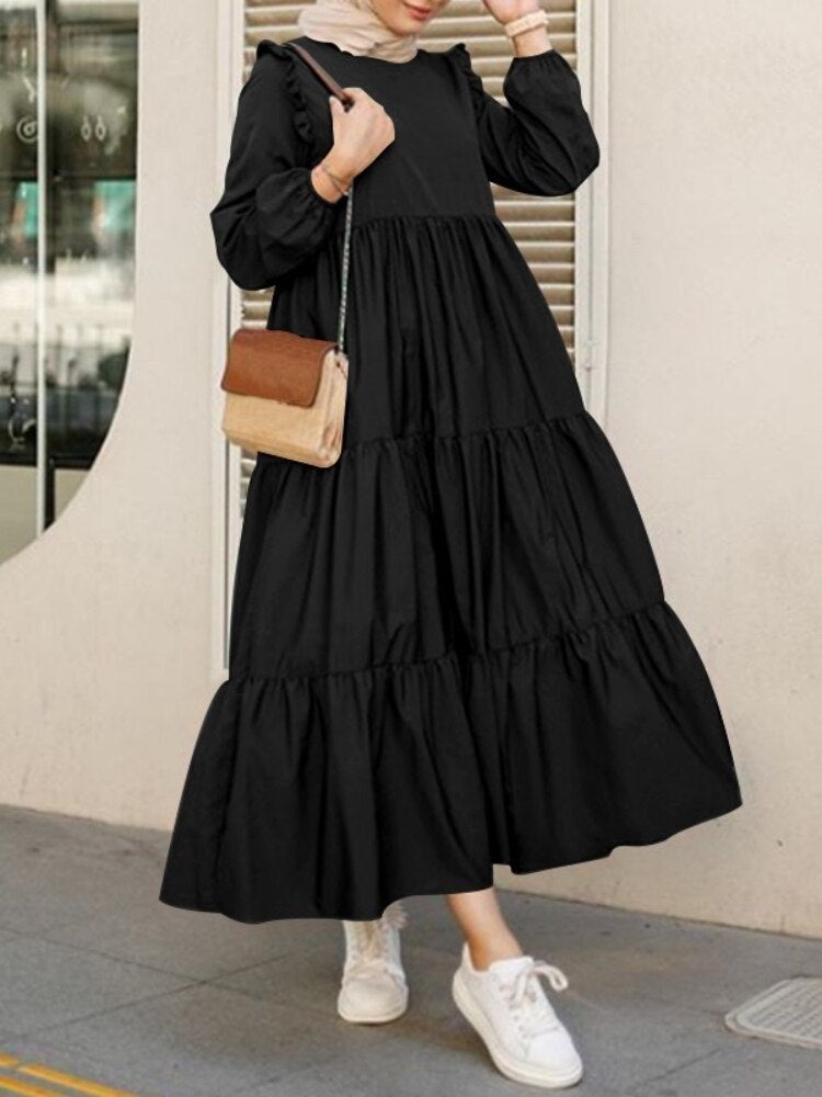 Women's Dresses Spring Autumn New Stand Up Collar Loose Denim Dress Fashion Button Long Skirt Streetwear Oversize Women Clothing - - DYAVOR®