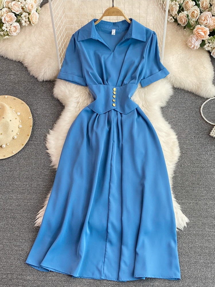 Womens Clothing 2023 Summer New French Luxury Style Temperament Shirt Dress Fashion Short Sleeve Dresses Formal Occasion Dresses - - DYAVOR®
