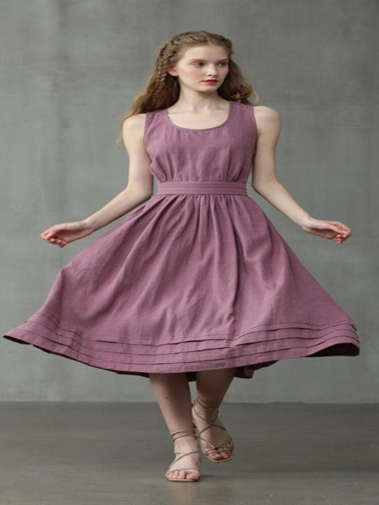 Woman Clothing Summer New Cotton Open Back Sexy Dress Fashion Lace Up Loose Women's Dress Elegant Party Dresses for Women 2023 - - DYAVOR®
