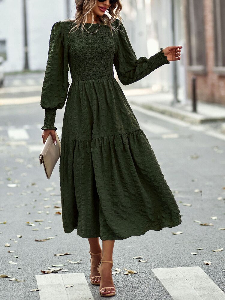 Women Dress 2023 Spring Summer New Fashion O-Neck Big Swing Dress Temperament Casual Long Dresses Streetwear Woman Clothing - - DYAVOR®
