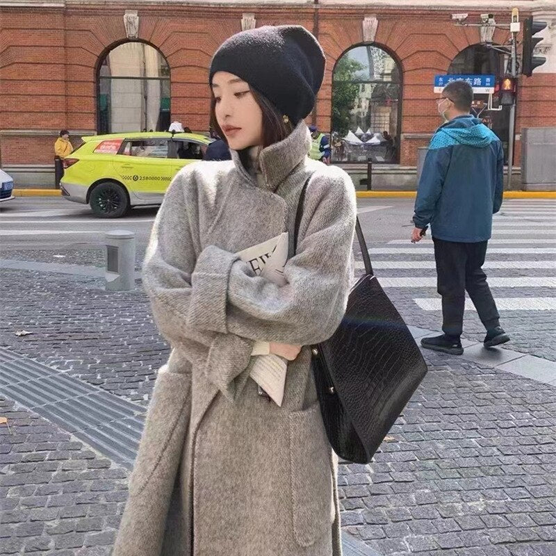Women Autumn Double-sided Wool Coats and Jackets Women High-end Handmade Trench Coat Women Mulberry Silk Long Coat for - - DYAVOR®