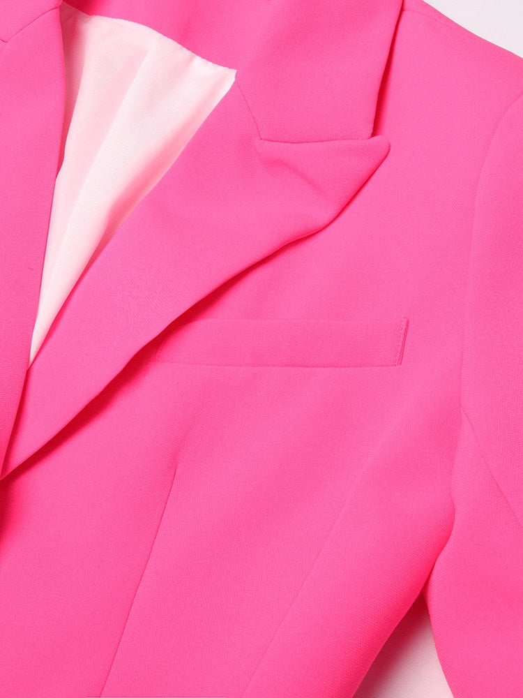 Brilliant Rose Blazer-Dress with Pearl Belt - - DYAVOR®
