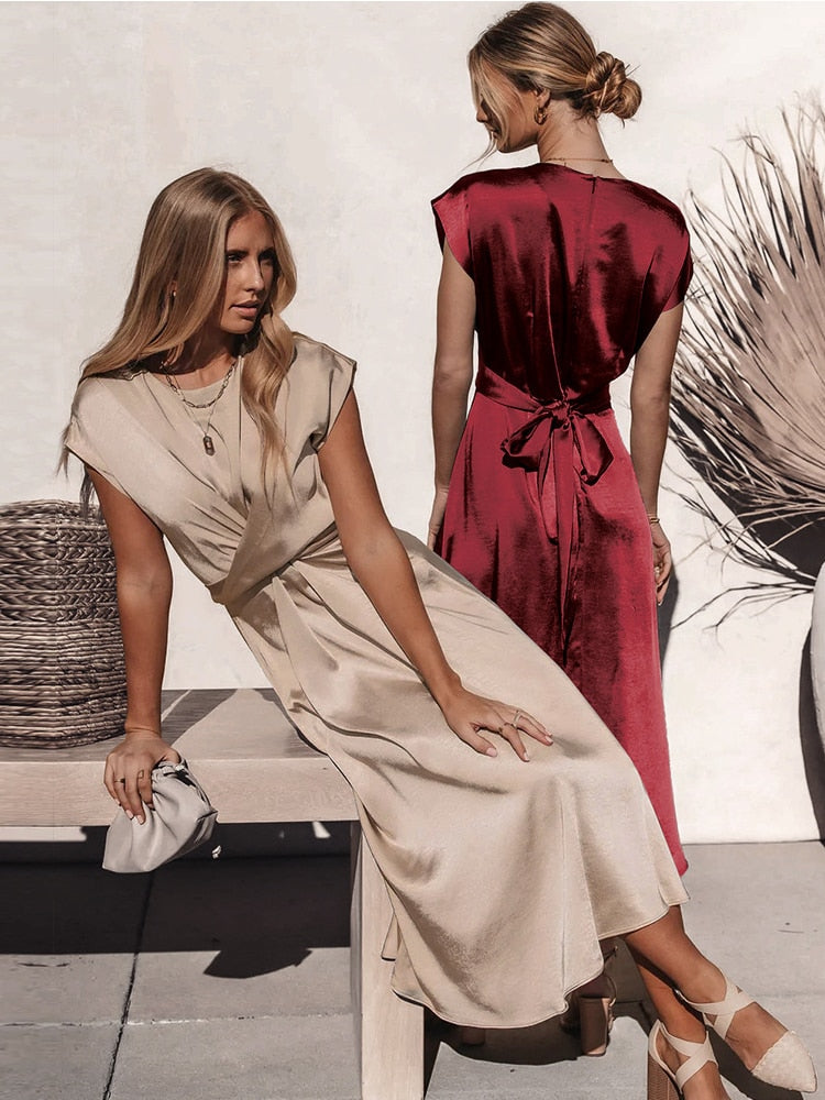 Women Clothing 2023 New Summer Fashion Sexy Dress Lace Up Waist Long Dresses Wedding Party Evening Dress Fancy Women's Dress - - DYAVOR®