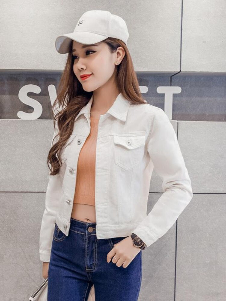 Denim Jacket Women Spring Autumn New Short Women's Jacket Fashion Retro Long-sleeved Top Office Lady Coats Woman Clothing 2023 - - DYAVOR®