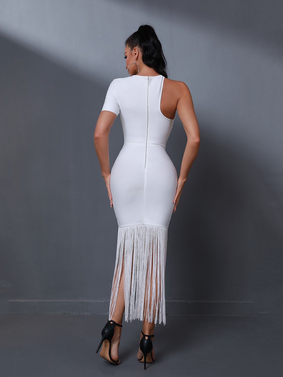 Cut Out Fringed White Bandage Dress - Dresses - DYAVOR®