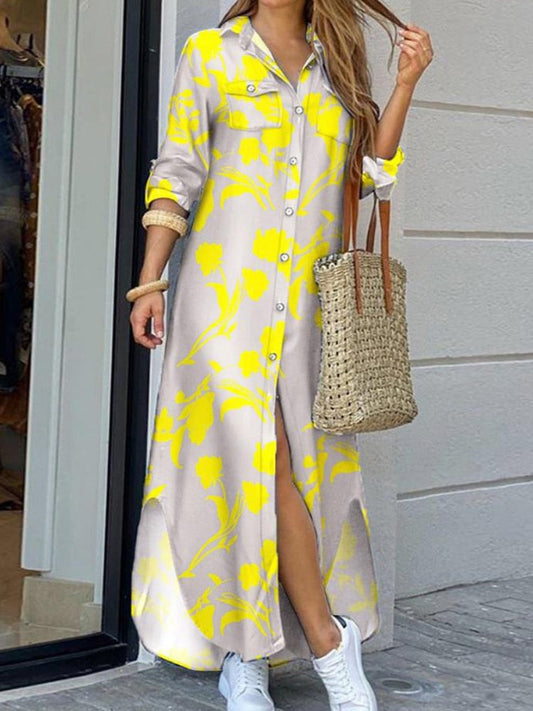 Spring Autumn New Fashion Trend Loose Casual Dress Long Sleeve Dresses Oversize Lapel Shirt Skirt Woman Clothes Streetwear Robe -  - DYAVOR®