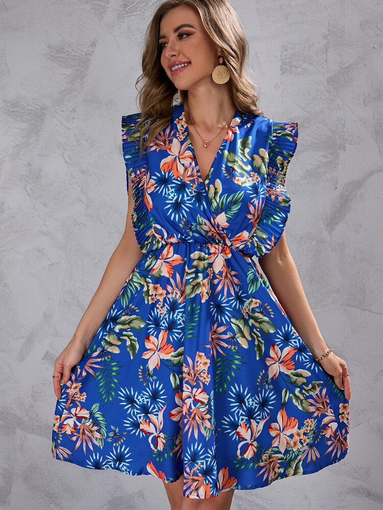 Summer Dress Woman 2023 Trendy New Printed V-neck Sexy Dress Waistband Ruffled Edge Luxury Evening Dresses 2023 Woman Clothing - - DYAVOR®