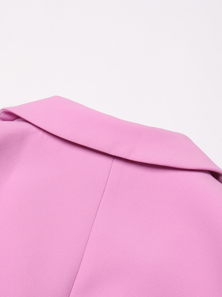 Classic Rose Blazer-Dress with Pearl Belt - - DYAVOR®