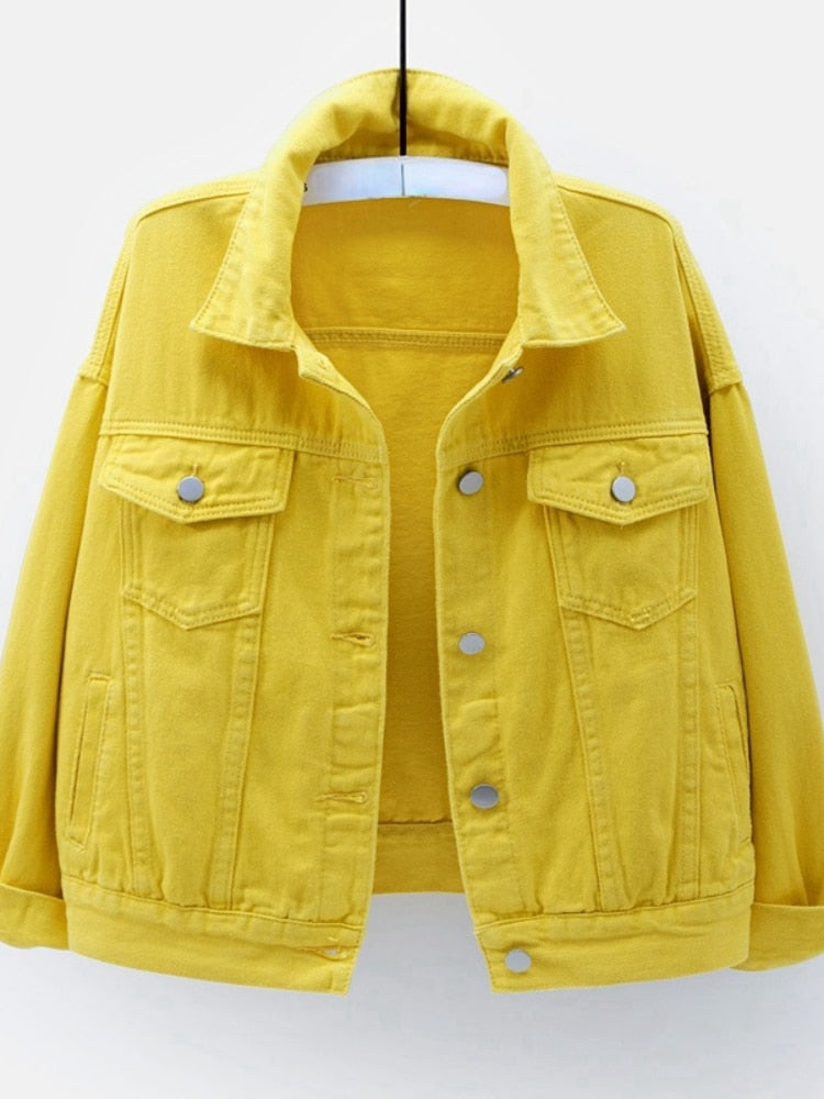 Spring Autumn 2023 New Short Loose Long-sleeved Denim Jacket Women Baseball Uniform Fashion Top Casual Sports Coat Clothes Tops -  - DYAVOR®