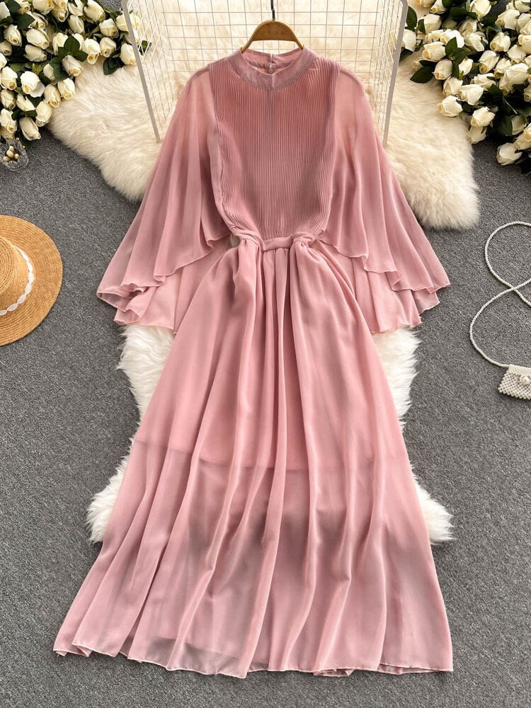 Summer Dress New Sweet Temperament French Dress Women's Waistband Slim Chiffon Long Dresses Beach Holiday Style Female Clothing - - DYAVOR®