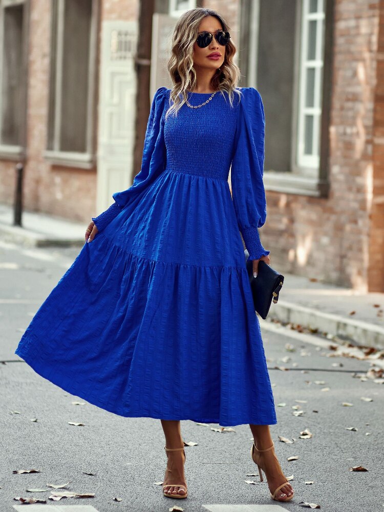 Women Dress 2023 Spring Summer New Fashion O-Neck Big Swing Dress Temperament Casual Long Dresses Streetwear Woman Clothing - - DYAVOR®