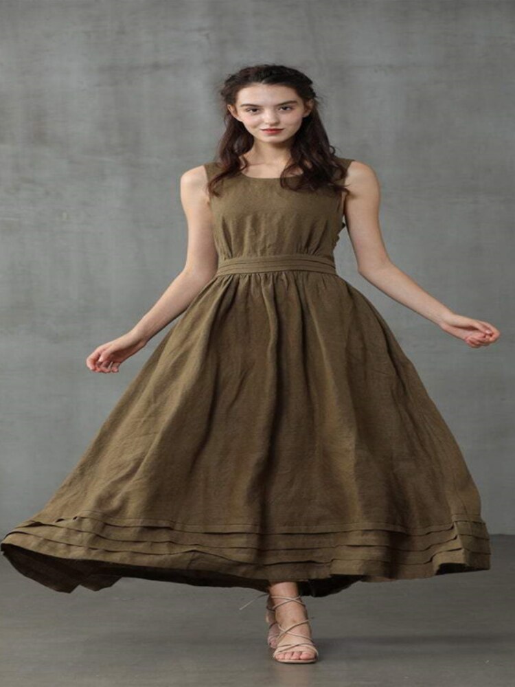 Woman Clothing Summer New Cotton Open Back Sexy Dress Fashion Lace Up Loose Women's Dress Elegant Party Dresses for Women 2023 - - DYAVOR®
