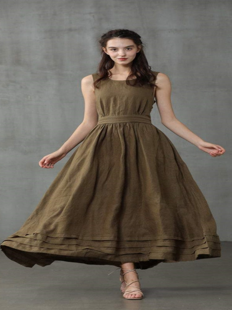 Woman Clothing Summer New Cotton Open Back Sexy Dress Fashion Lace Up Loose Women's Dress Elegant Party Dresses for Women 2023 - - DYAVOR®