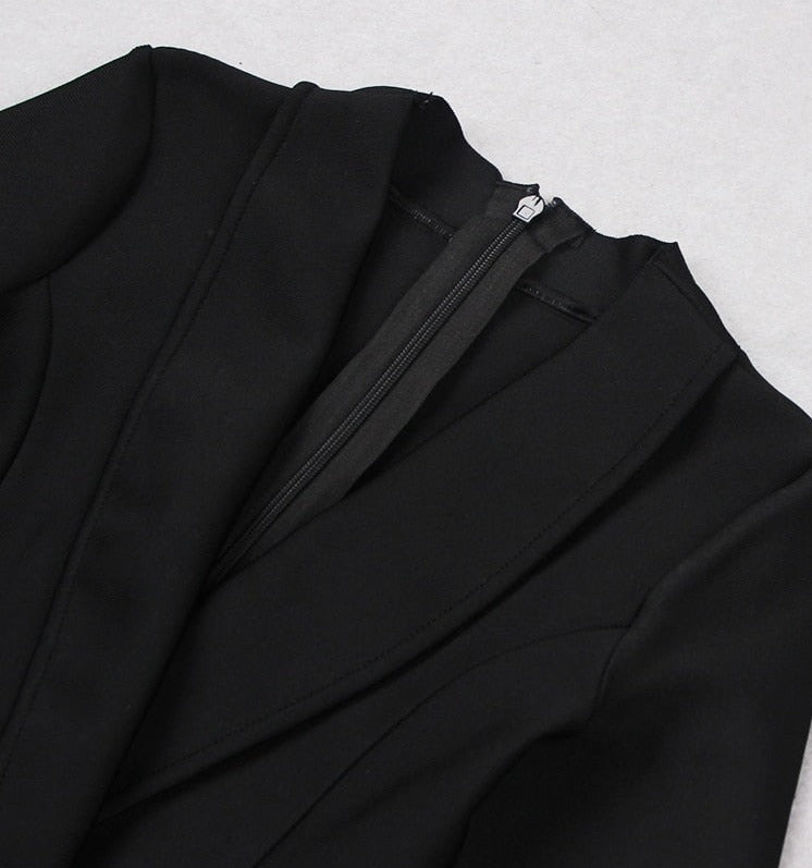 Black Blazer Dress with Feathers - - DYAVOR®