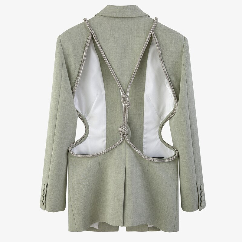 Green Backless Diamond Blazer - - DYAVOR®
